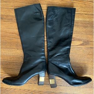 Vintage 60’s 70’s Givenchy Leather Boots with Metal ‘G’ Heels